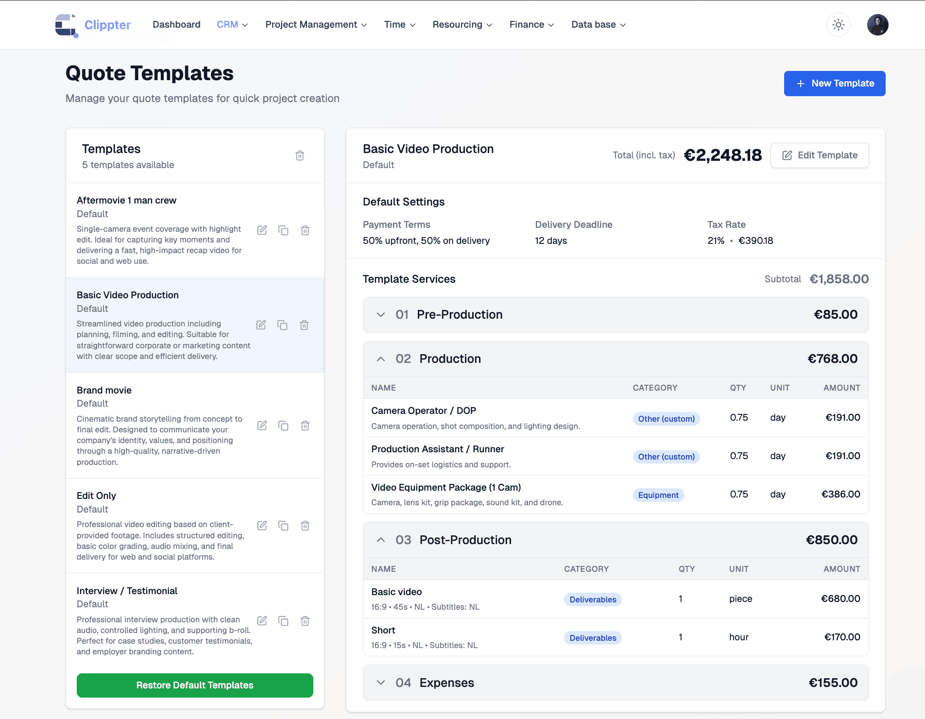 Quote builder and templates
